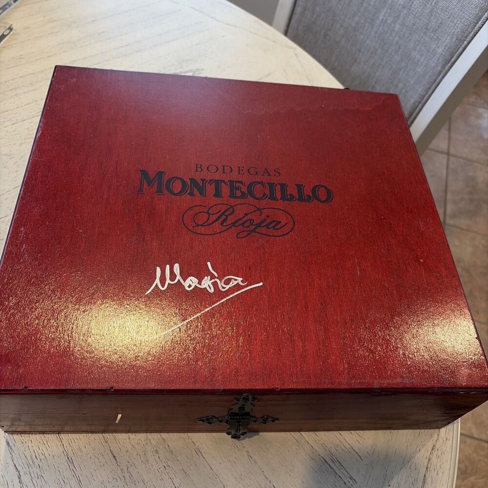 Wooden Wine Box - Cherry Stain & winemaker signed